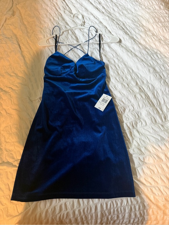 B Darlin Dresses & Skirts - B Darlin Royal Blue Velvet Mini Dress with Crisscross Straps